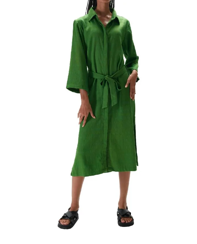 Mara Midi Shirt Dress In Green