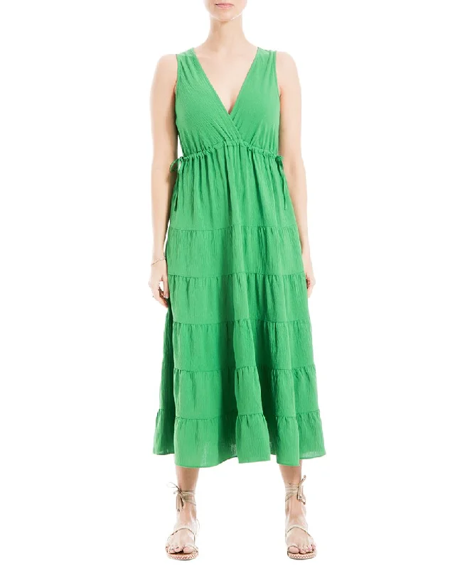 Max Studio Sleeveless V-Neck Tiered Maxi Dress