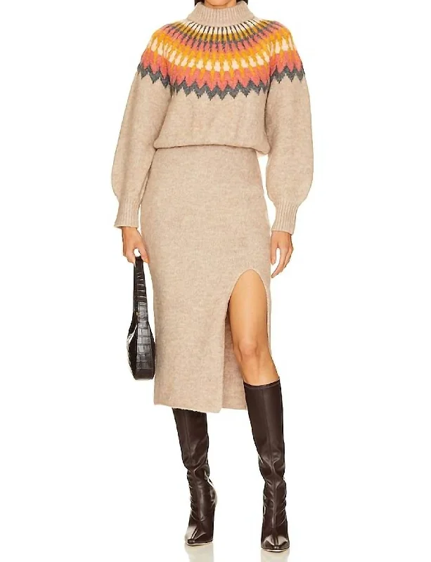 Boshi Midi Sweater Dress In Fall Multi