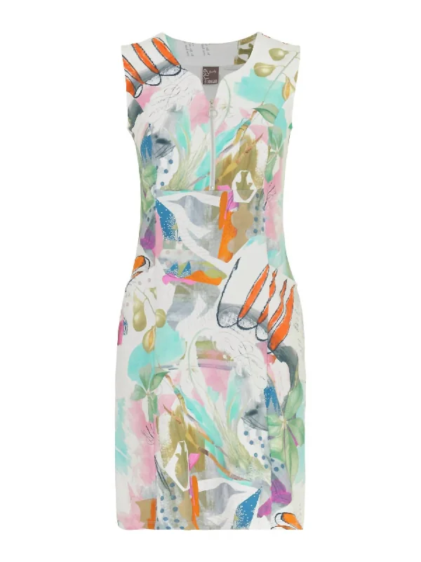 Sleeveless Zip Dress In Heureux D'un Printemps