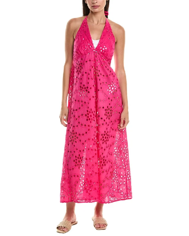 Natori Eyelet Halter Maxi Dress