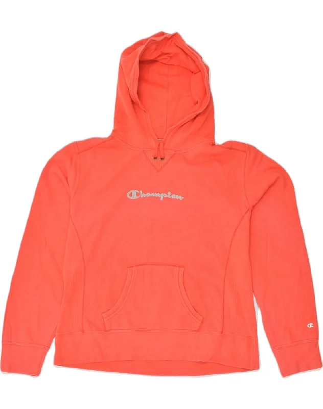 CHAMPION Womens Heritage Classics Graphic Hoodie Jumper UK 18 XL Orange