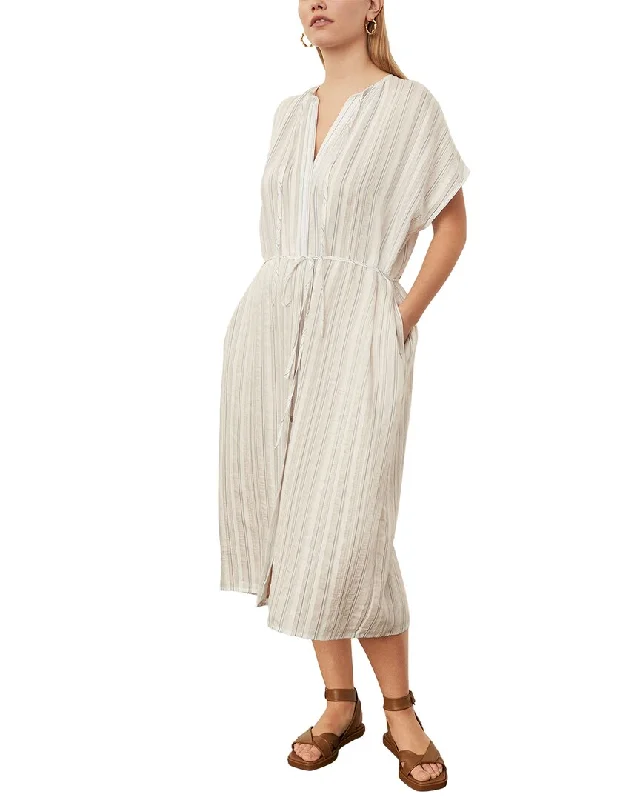 Vince Plus Drapey Stripe Shirred Dress