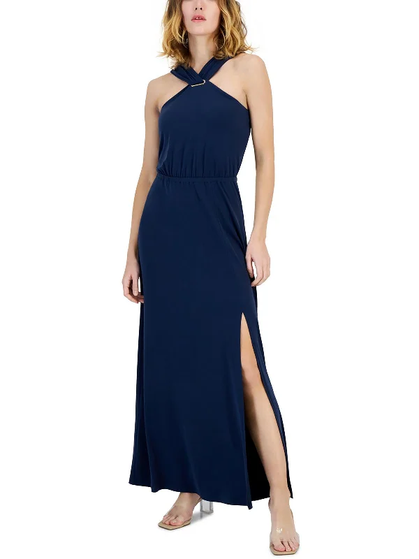 Womens Halter Polyester Maxi Dress