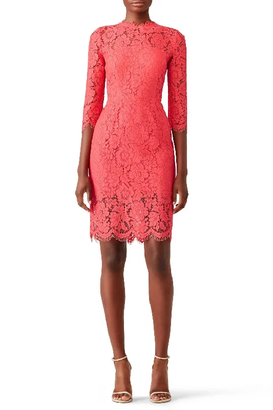 Peony Lace Sheath Dress In Pink