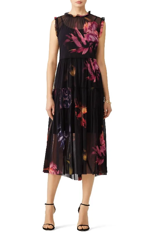 Bloom Midi Dress In Black