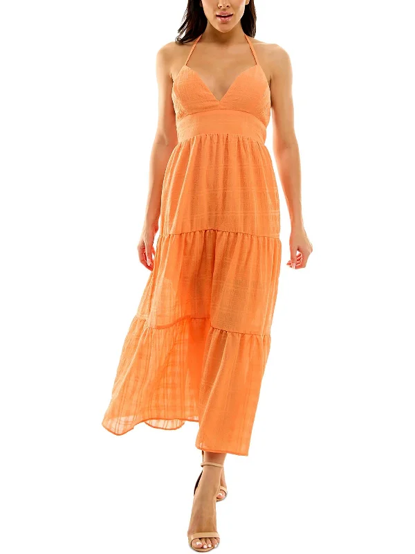 Womens Tiered Textured Maxi Dress