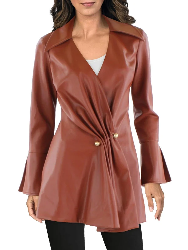 Mari Womens Blazer Wrap Shirtdress