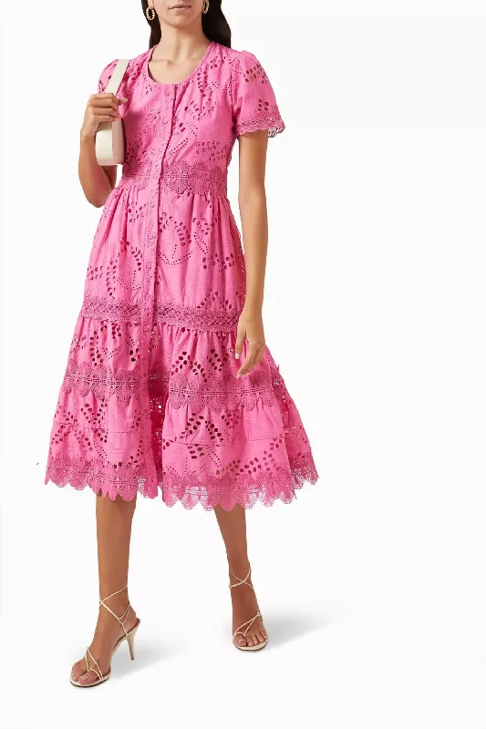 Julie A Line Midi Dress In Pink