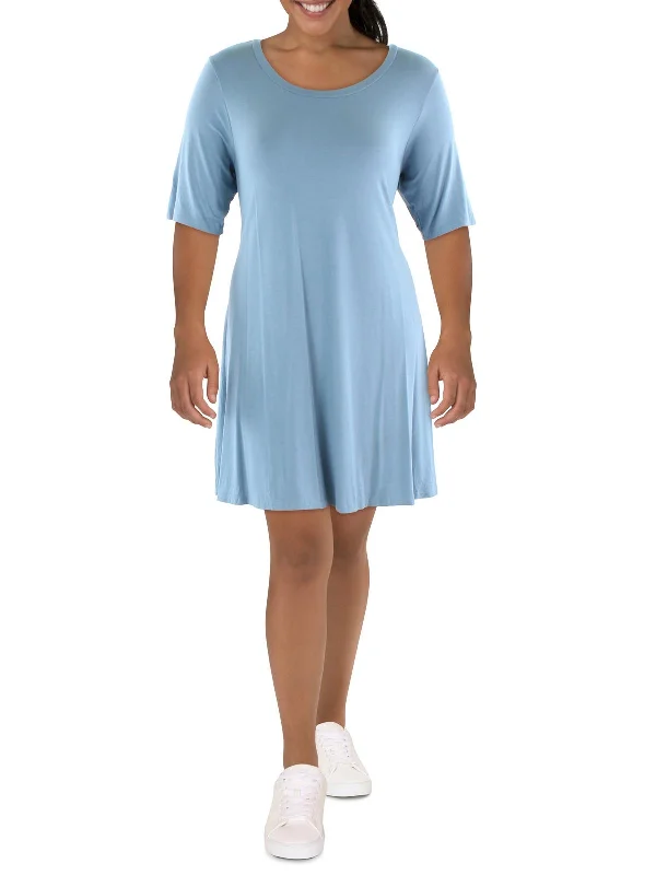 Plus Womens Jewel Neck Mini T-Shirt Dress