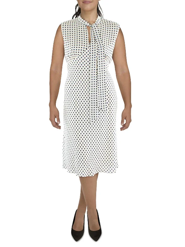 Womens Polka Dot Midi Sheath Dress