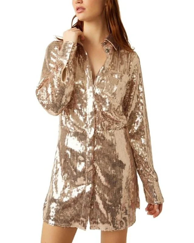 Sophie Sequin Mini Dress In Champagne