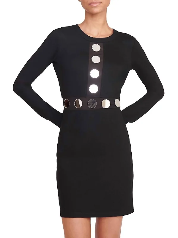 Asher Paillette Sheath Dress In Black