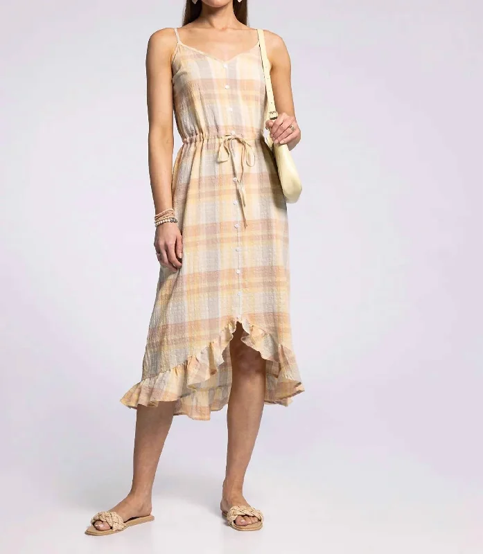 Pearl Dress In Yellow Clay Plaid